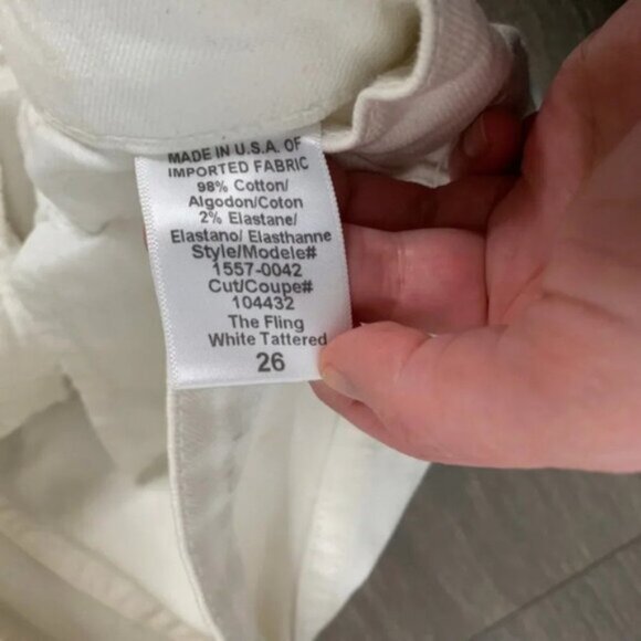 Current Elliott the Fling White Tattered Jeans Straight leg Boyfriend Size 26 - Picture 11 of 13